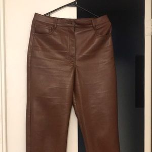Wilfred cropped faux Melina pants in cognac colour